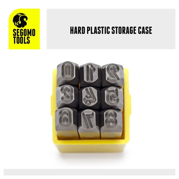 Segomo Tools 9 Piece 5mm 3/16 Inch Sizes: 0-8 Professional Number Punch Stamp Set - NUMBER316