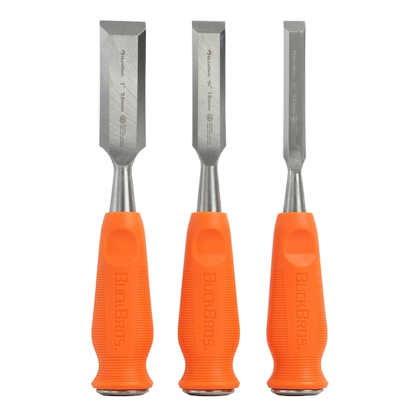 Buck Brothers 3 Piece Wood Chisel Set   1/2 in, 3/4 in, 1 in - 74630