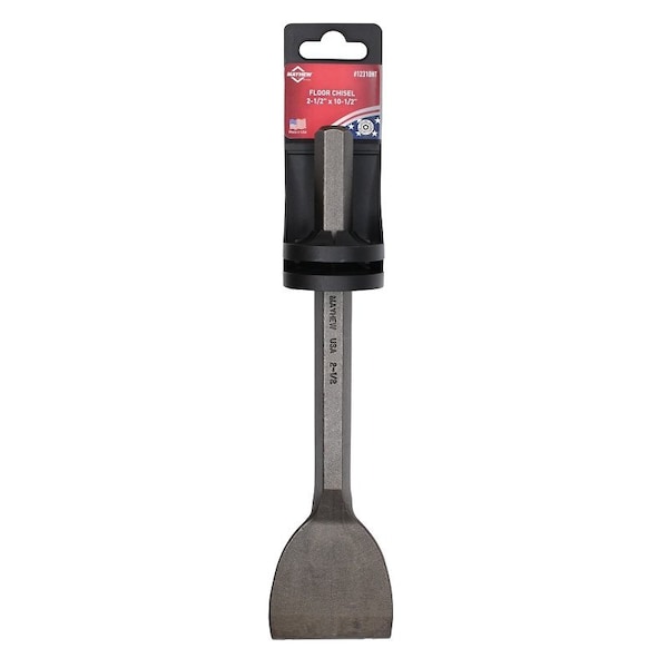 Mayhew Floor Chisel with Hand Tag, 2-1/2 in W Blade, 10-1/2 in OAL, Steel Blade, Hex Blade, Steel Handle - 12310HT