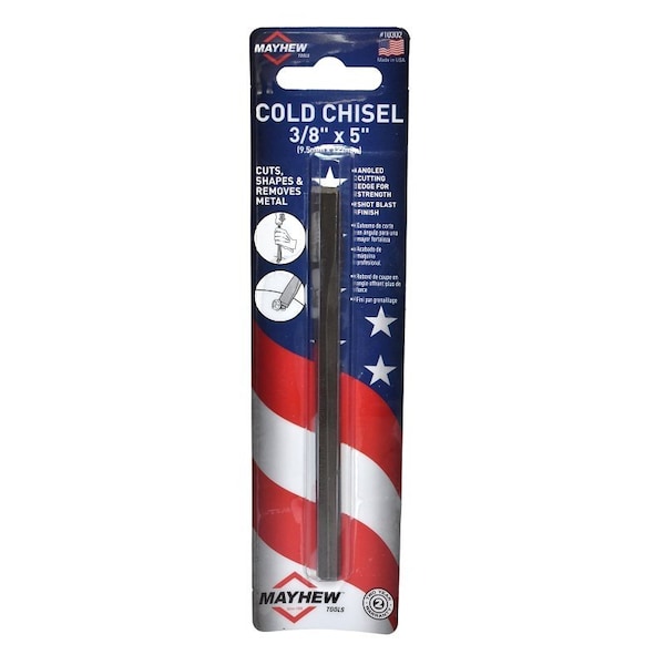 Mayhew Cold Chisel, 3/8 in Tip, 7-3/4 in OAL, Steel Blade - 10302