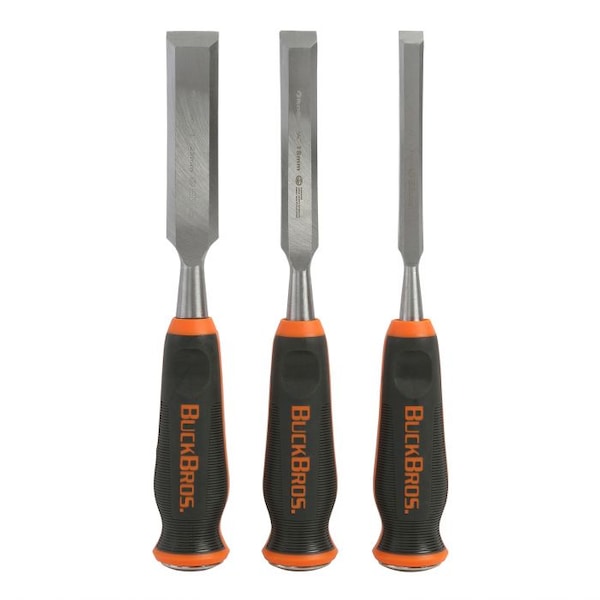 Buck Brothers 3 Piece Comfort Grip Wood Chisel Set  1/2 in, 3/4 in, 1 in - 74730