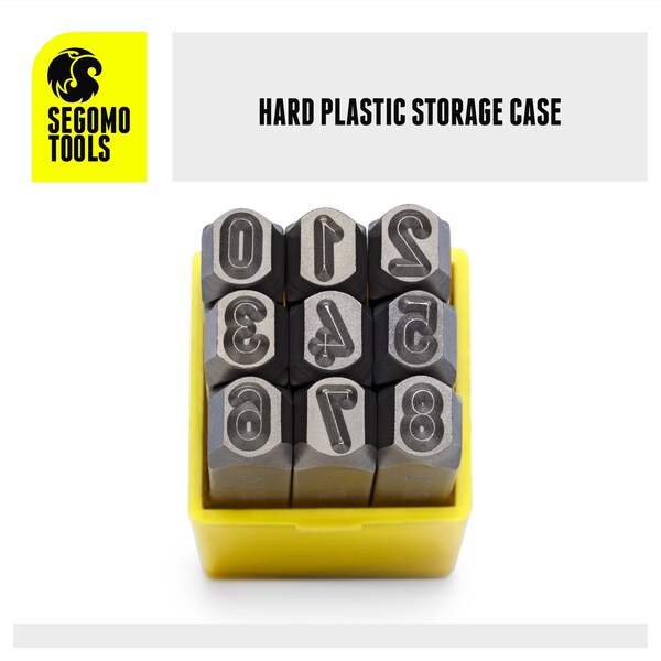 Segomo Tools 9 Piece 6mm 1/4 Inch Sizes: 0-8 Professional Number Punch Stamp Set - NUMBER14