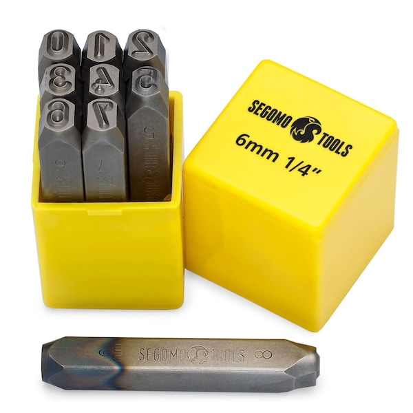 Segomo Tools 9 Piece 6mm 1/4 Inch Sizes: 0-8 Professional Number Punch Stamp Set - NUMBER14