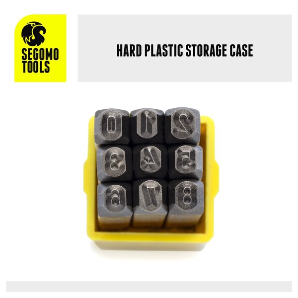 Segomo Tools 9 Piece 3mm 1/8 Inch Sizes: 0-8 Professional Number Punch Stamp Set - NUMBER18