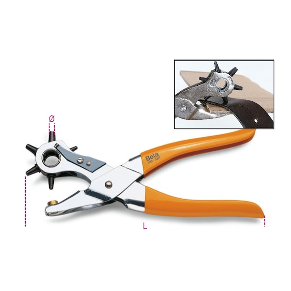 Beta 1762 Revolving Punch Pliers, Chrome-Plated, Pvc-Coated Handles - 017620001