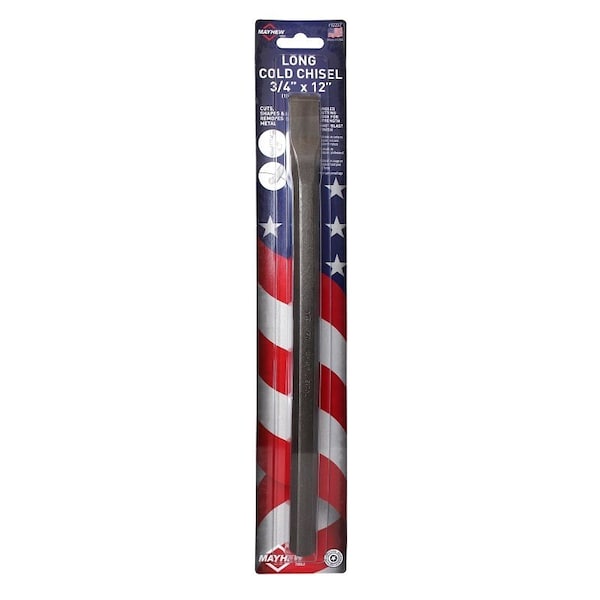 Mayhew Cold Chisel, 12 in L Blade, 3/4 in Tip, 12 in OAL, Steel Blade - 12202