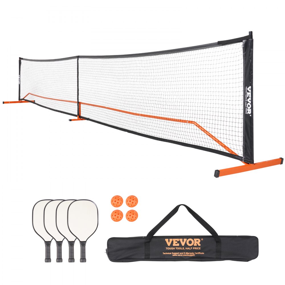 VEVOR Pickleball Net Set, 22FT Regulation Size Portable Pickleball System with Carrying Bag & Balls & Paddles, Weather Resistant Steady Metal Frame & Strong PE Net, for Outdoor Backyard Driveway - PKQWTZWHLTZ2FGVTOV0