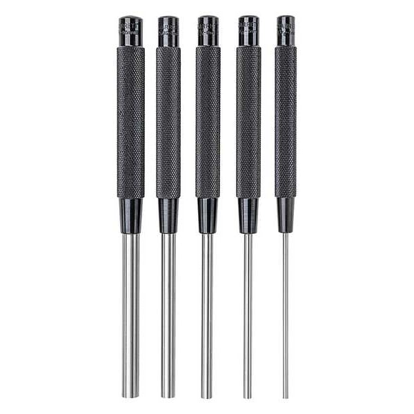 Starrett Drive Pin Punch Set, Steel, 5 Piece - S248