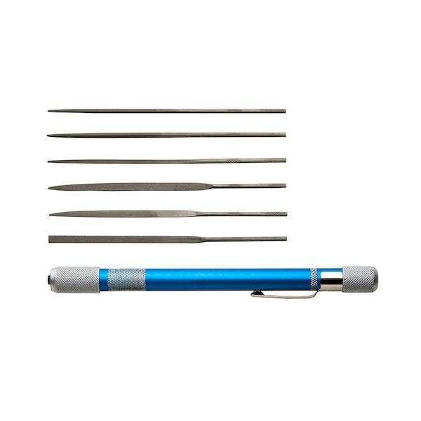 Excel Blades Mini Files Pin Vise with 6 Mini Files and Aluminum Handle, 12pk - 70001
