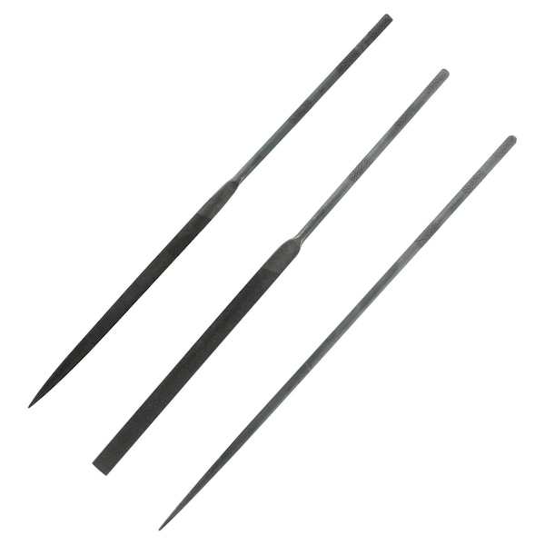Multicomp Pro Needle File Set, 0.11in. x 6.3in. , 3 Pieces of Flat, Round & Half Round Swiss Style Needle Files - MP012480