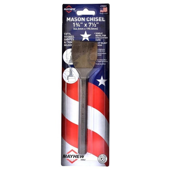 Mayhew Mason Chisel, 1-3/4 in W Blade, 7-1/2 in OAL - 35602