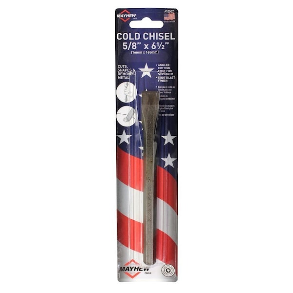 Mayhew Cold Chisel, 5/8 in Tip, 6-1/2 in OAL, Steel Blade - 10502