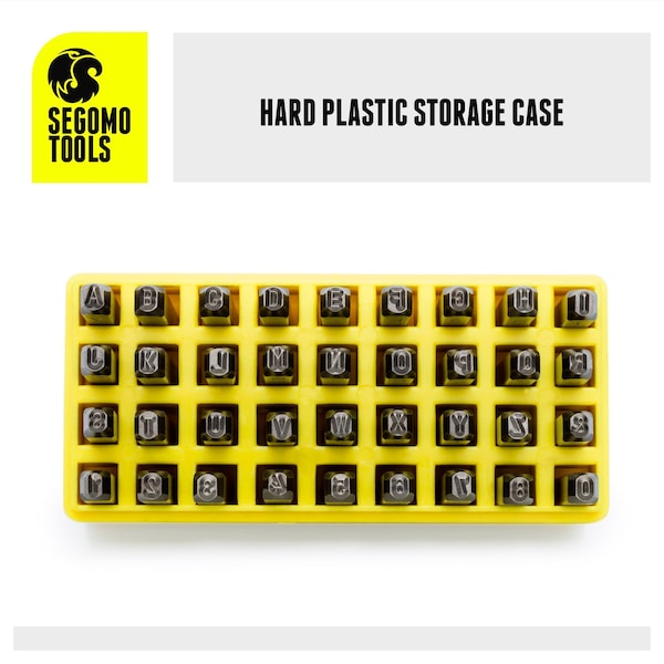 Segomo Tools 36 Piece 3mm 1/8 Inch Professional Letter & Number Punch Stamp Set - STAMPSET18