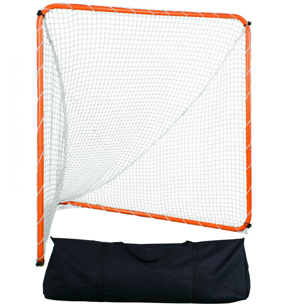 VEVOR Lacrosse Goal, 6' x 6' Lacrosse Net, Steel Frame Backyard Lacrosse Training Equipment, Portable Lacrosse Goal with Carry Bag, Quick & Easy Setup, Perfect for Youth Adult Training, Orange - ZQGQQMTJK66YIO3RGV0