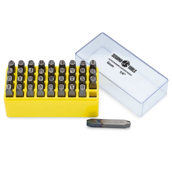 Segomo Tools 36 Piece 6mm 1/4 Inch Professional Letter & Number Punch Stamp Set - STAMPSET14
