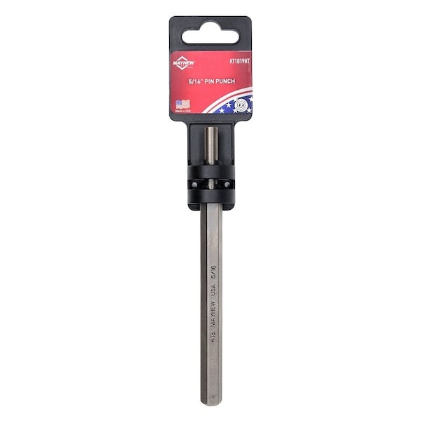 Mayhew Pin Punch with Hand Tag, 5/16 in W x 1-1/4 in L Tip, 6 in L, 7/16 in Dia Shank, Hex Shank - 71019HT