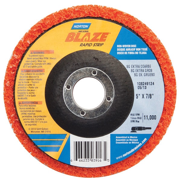 Ruedas de centro deprimido Norton Abrasives, Tipo 27, 5 pulgadas de diámetro, 1 pulgada de espesor, tamaño de agujero de eje de 7/8 de pulgada, Cerámica - 66623303916