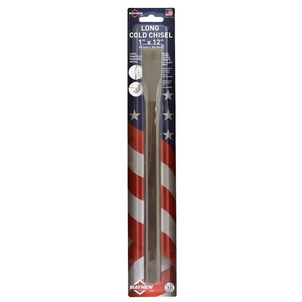 Mayhew Cold Chisel, 12 in L Blade, 1 in Tip, 12 in OAL, Steel Blade - 12402