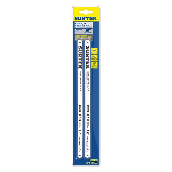 Surtek Bimaterial Saw Blade In Blister 12in, 18 Dpp, 2 Pieces - SBM182