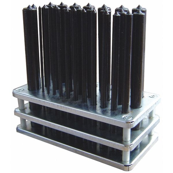 Westward Transfer Punch Set, 1 to 13 mm, Steel, 25 Piece - 22N847