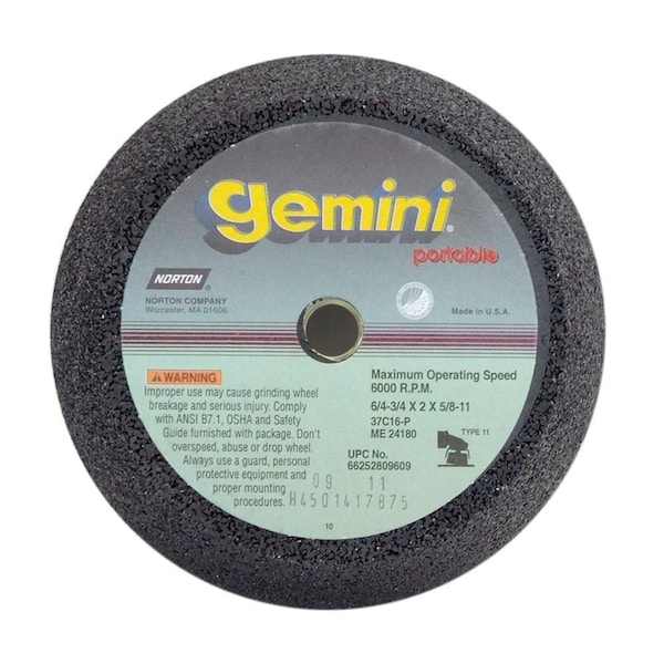 Norton Co FLARING CUP WHEELS, Tipo 11 - Albañilería - Carburo de silicio, 6 / 4-3/4 x 2 x 5/8-11, Máx RPM: 6000 - 662528-09609