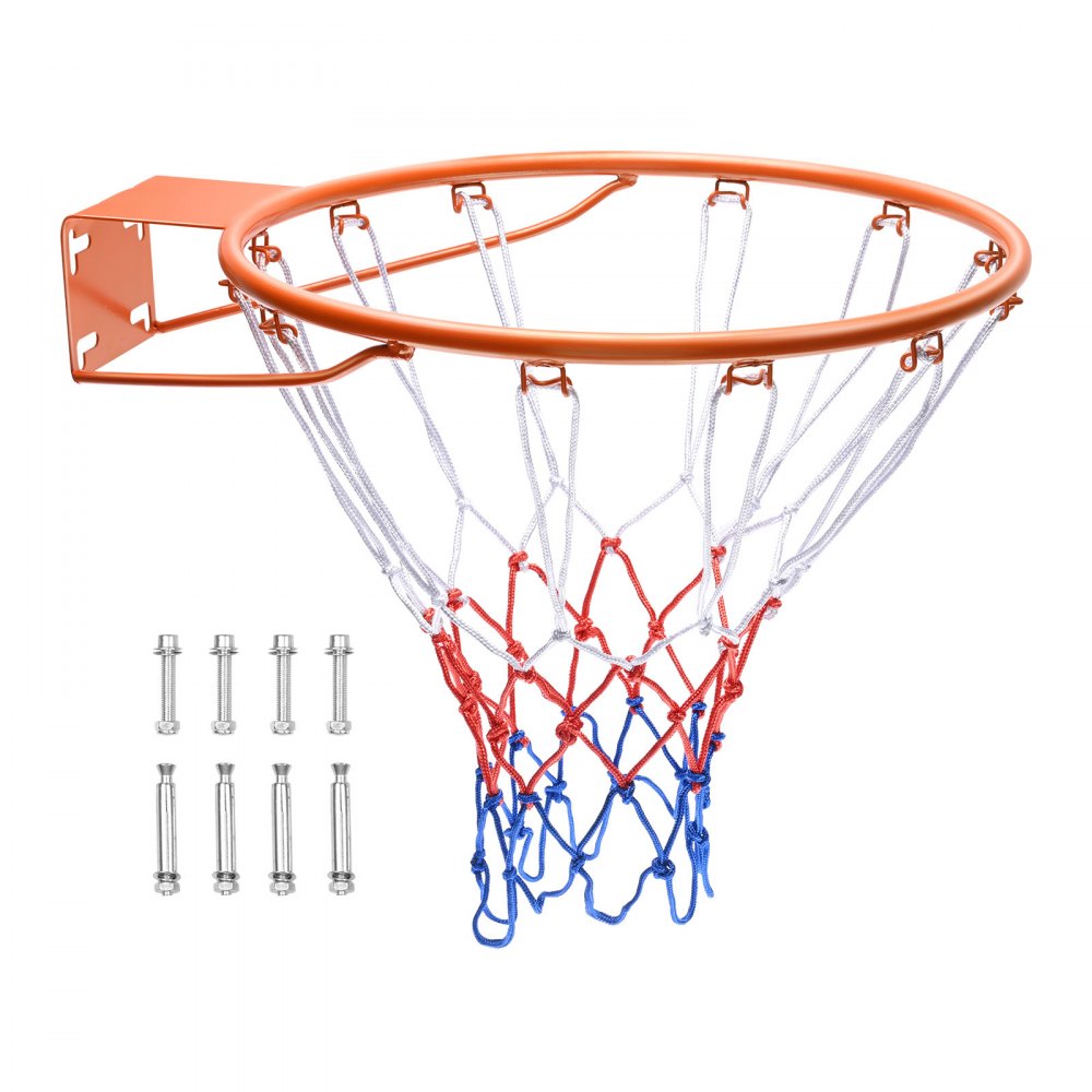 VEVOR Basketball Rim, Wall Door Mounted Basketball Hoop, Heavy Duty Q235 Basketball Flex Rim Goal Replacement with Net, Standard 18" Indoor and Outdoor Hanging Basketball Hoop for Kids Adults - LK18CBZKFTSG8I4J6V0