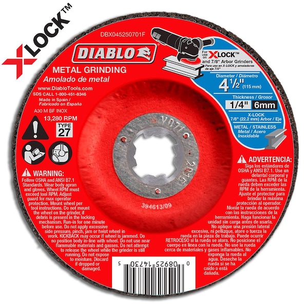 Disco de desbaste de metal de tipo 27 Diablo para X-Lock - DBX045250701F