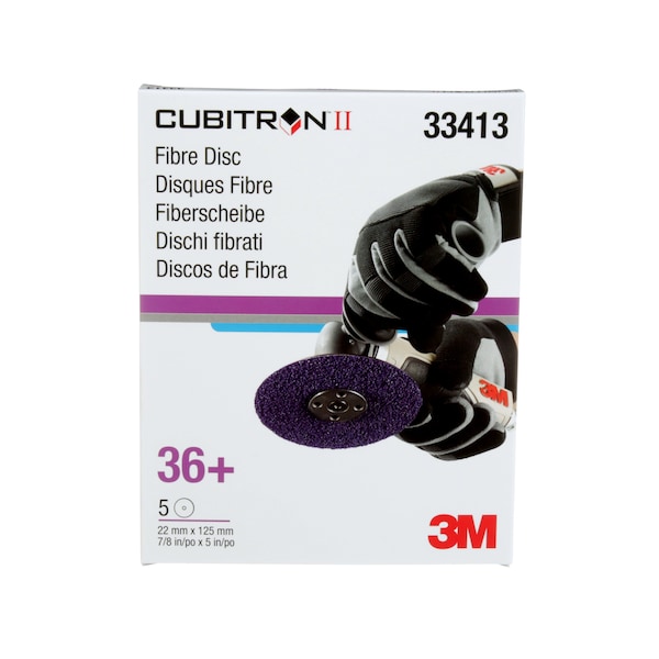 Disco de Fibra 3M Cubitron CubitroniI, 33413, 5"x7/8i, Paquete con 25 unidades - 33413