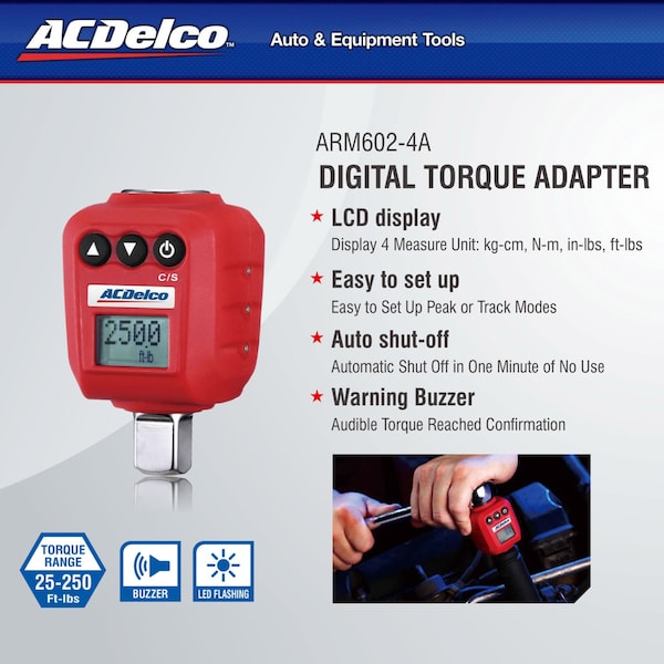 Acdelco 1/2" Digital Torque Adapter (25 to 250 ft-lbs) ARM602-4A - ARM602-4A