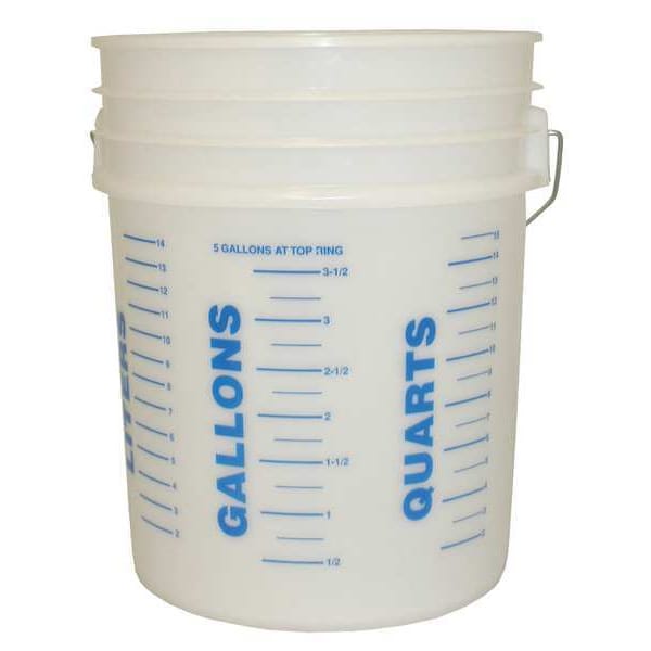 Kraft Tool Mixing Bucket, 11 7/8 in W x 15 in L, 5 gal, Translucent, Plastic - GG468