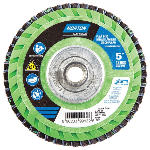 Disco de láminas Norton Abrasives, 5 pulgadas x 120 granos, 5/8-11 - 66623399132