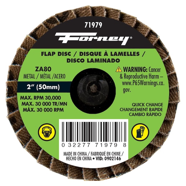 Disco de Solapa de Cambio Rápido Forney, 80 Granos, 2 pulgadas, Paquete de 5 de Forney 71979 - 71614