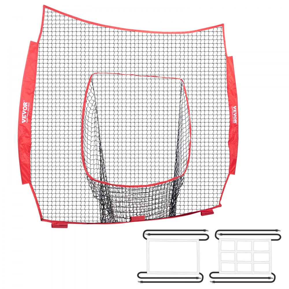 VEVOR 7x7 ft Baseball Softball Practice Net, Portable Baseball Training Net for Hitting Batting Catching Pitching, Backstop Baseball Equipment Training Aids with Strike Zone - 77YCZYWWK77Y24NJKV0