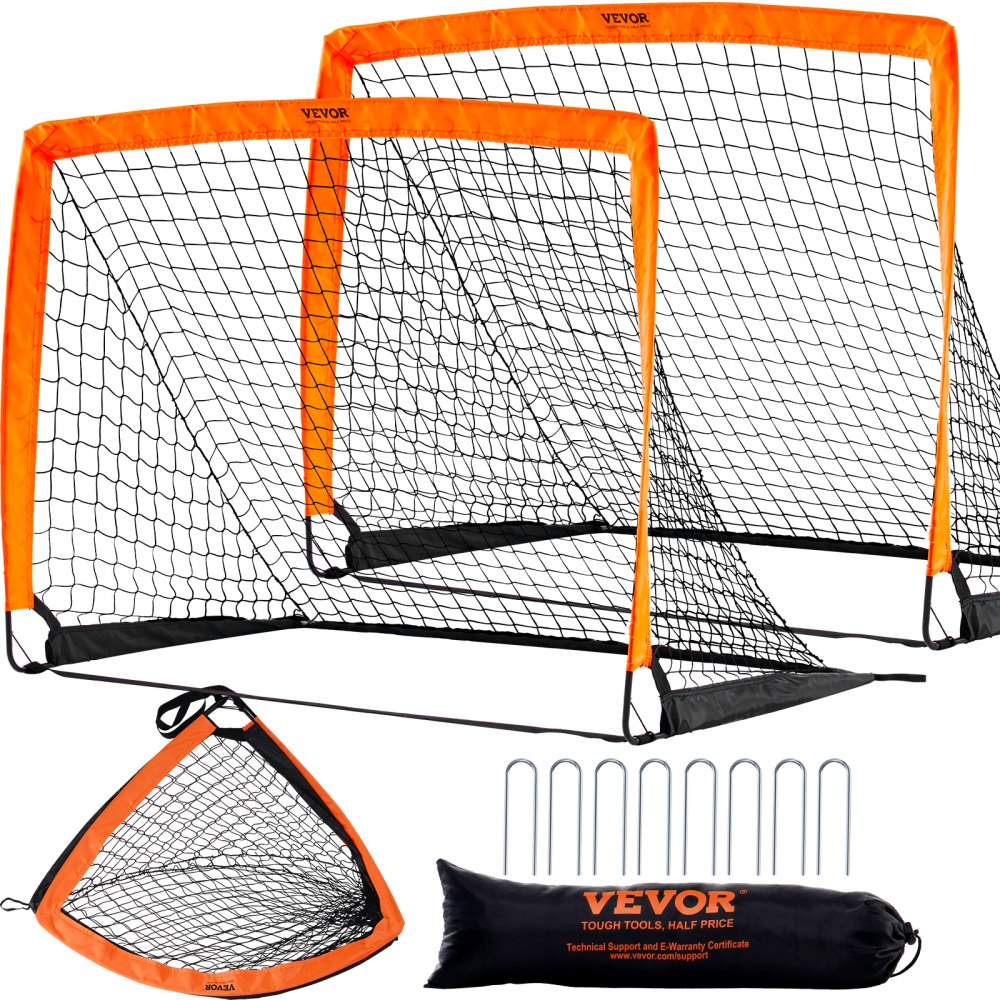 VEVOR Portable Soccer Goal, 4x3 ft Kids Backyard Soccer Net, Foldable Pop Up Practice Soccer Net, Mini Youth Training Soccer Goal Set, All-Weather Indoor Outdoor Soccer Goals with Carry Bag, 2 Pack - BXGZQMTZW2J4IXVWLV0