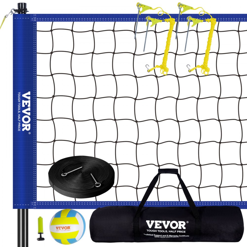 VEVOR Outdoor Portable Volleyball Net System, Adjustable Height Steel Poles, Professional Volleyball Set with PVC Volleyball, Pump, Carrying Bag, Heavy Duty Volleyball Net for Backyard, Beach, Lawn - PQWTZ323YCGGF6Y0EV0