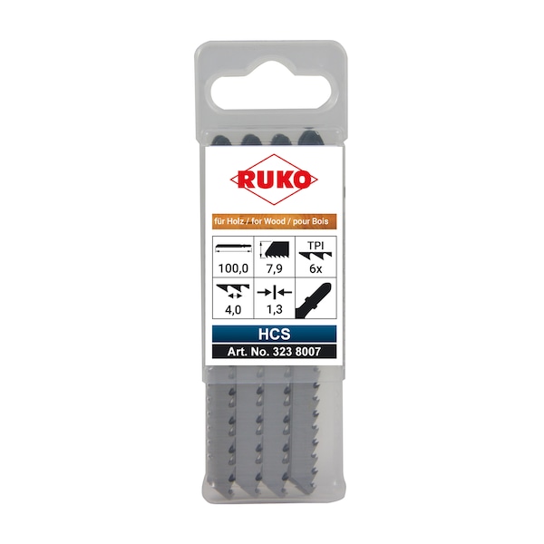 Ruko Jig Saw Blade, 4"X5/16"X.055" 6Tpi, PK20 - 3238007