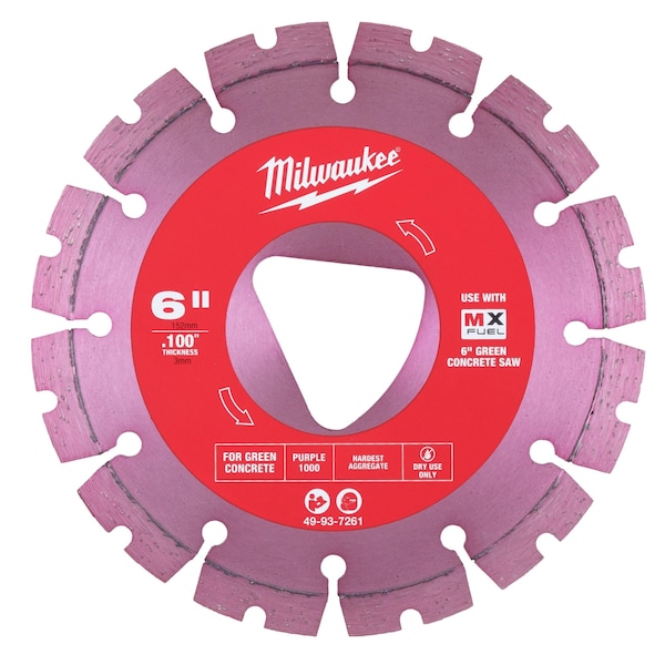 Milwaukee Tool Purple 6 in x 0.100 in Diamond Blade for Green Concrete - 49-93-7261
