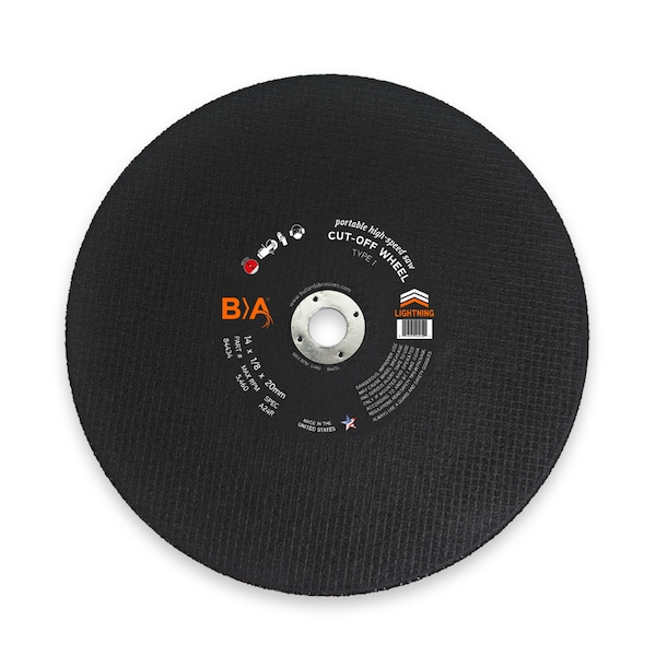 Rueda de corte de alta velocidad Bullard Abrasives, 14 x 1/8 x 20mm - 84434