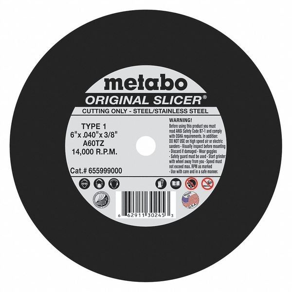 Rueda de corte Metabo, 6 x 0.040 x 3/8, A60T TY - 655999000