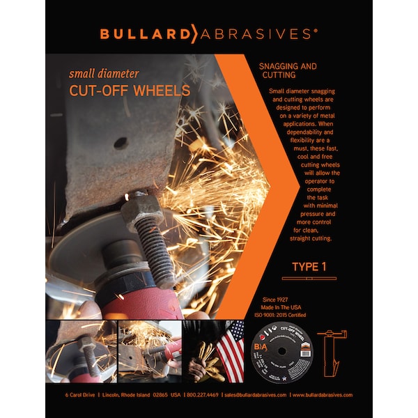 Rueda de corte de pequeño diámetro de Bullard Abrasives, 3 x 1/16 x 3/8 T1, paquete de 50 - 53313