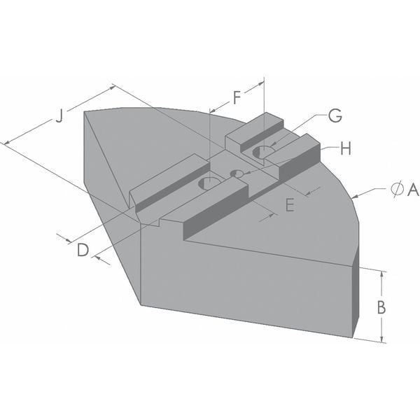 Abbott Workholding Pie Jaw Set, Aluminum, 1/2" Screw Size, PK3 - 12P1