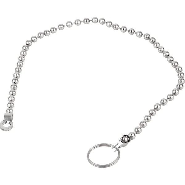 Kipp Ball Chain With Key Ring L=320, Form:B Stainless Steel, Comp:Stainless Steel - K1125.119X320