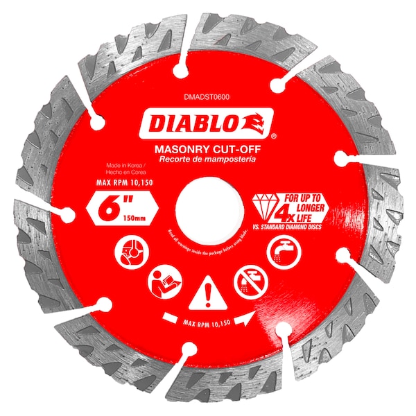 Diablo 6" Discos Segmentados Turbo de Diamante para Corte en Albañilería - DMADST0600