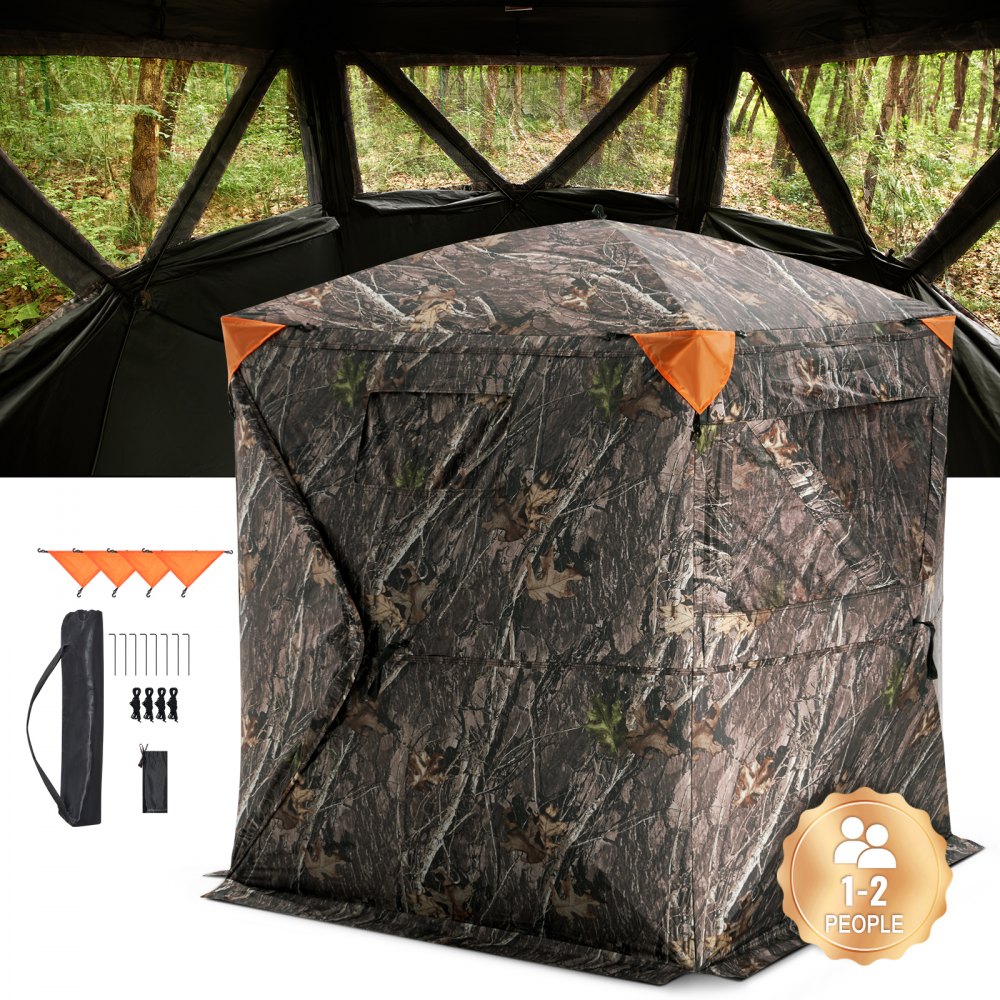 VEVOR Hunting Blind, 270° See Through Ground Blind, 1-2 Person Pop Up Deer Blind for Hunting with Carrying Bag, Portable Resilient Hunting Tent, 3 Horizontal Windows for Turkey and Deer Hunting - SLCFXCKWS55YRU592V0