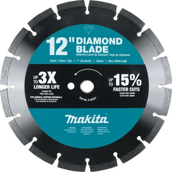 Makita Diamond Blade, 12" dia, 6300 RPM Max Speed - E-02521