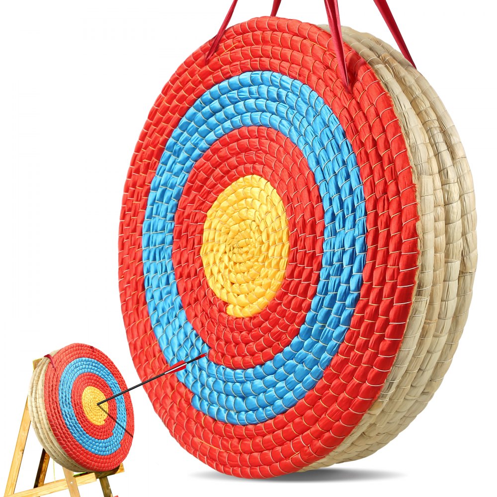 VEVOR Archery Target, 5 Layers 20" Arrow Target, Traditional Solid Straw Round Archery Target Shooting Bow, Hand-Made Arrows Target, Coloured Rope Target for Backyard Outdoor Hunting Shooting Practice - SGFZK5C20X2094SW8V0