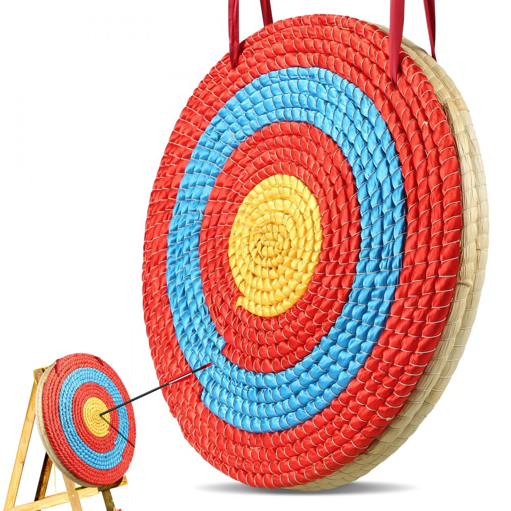 VEVOR Archery Target, 3 Layers 20" Arrow Target, Traditional Solid Straw Round Archery Target Shooting Bow, Hand-Made Arrows Target, Coloured Rope Target for Backyard Outdoor Hunting Shooting Practice - SGFZK3C20X20GVYDKV0