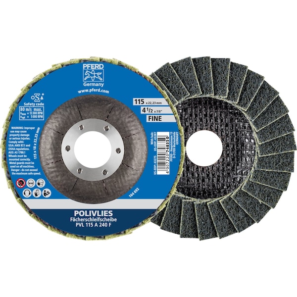 Disco de láminas no tejido POLIVLIES® de Pferd de 4-1/2" - Orificio de montaje de 7/8" - Grado fino - 43275