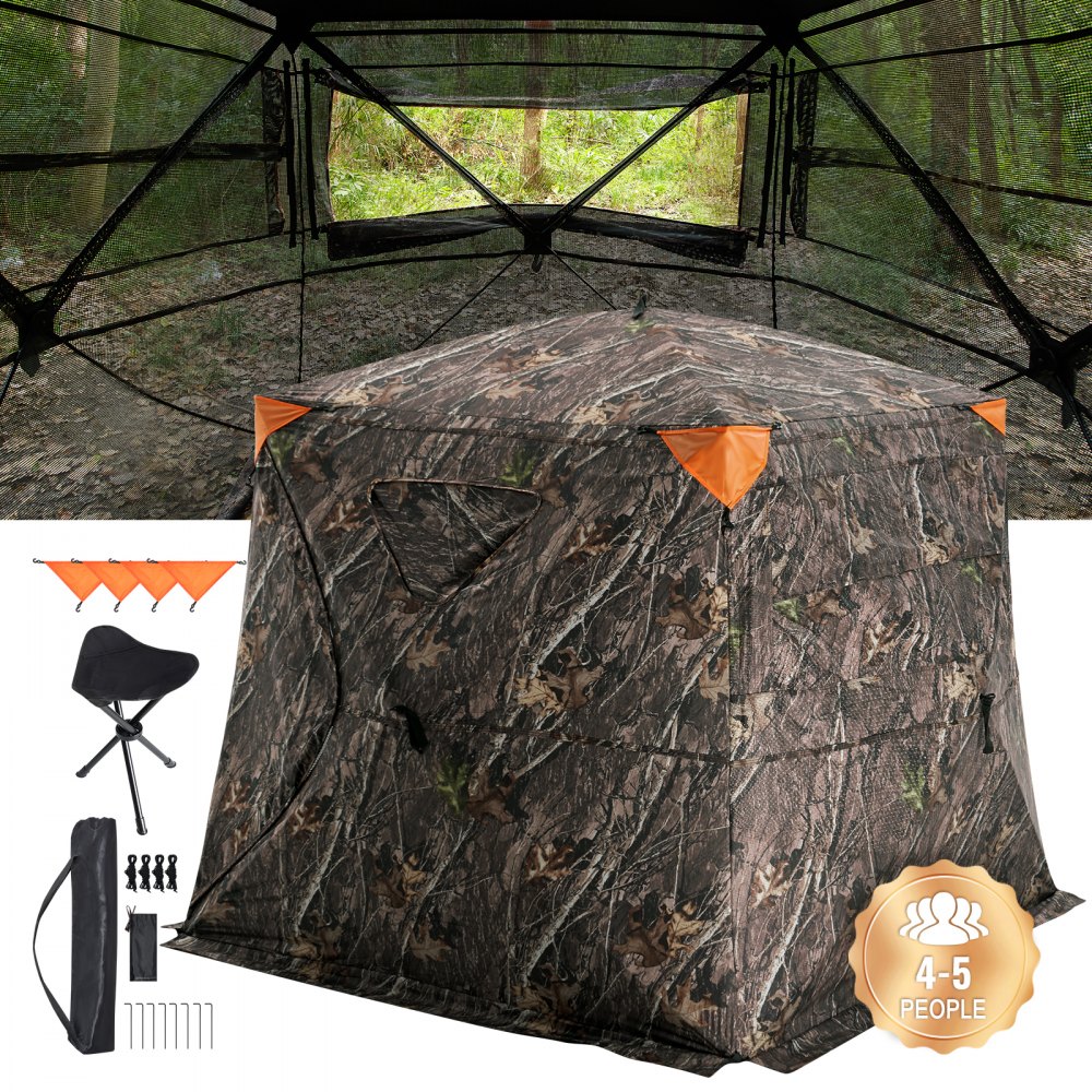 VEVOR Hunting Blind, 270° See Through Ground Blind, 4-5 Person Pop Up Deer Blind for Hunting with Carrying Bag, Portable Resilient Hunting Tent, One-Way See-Through Mesh for Turkey and Deer Hunting - SLC71YCTXTSK5D2LSV0