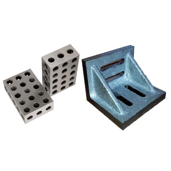Hhip HHIP 3 X 2.5 X 2" Angle Plate & 1-2-3 Block Set Matched Pair - 9999-0005